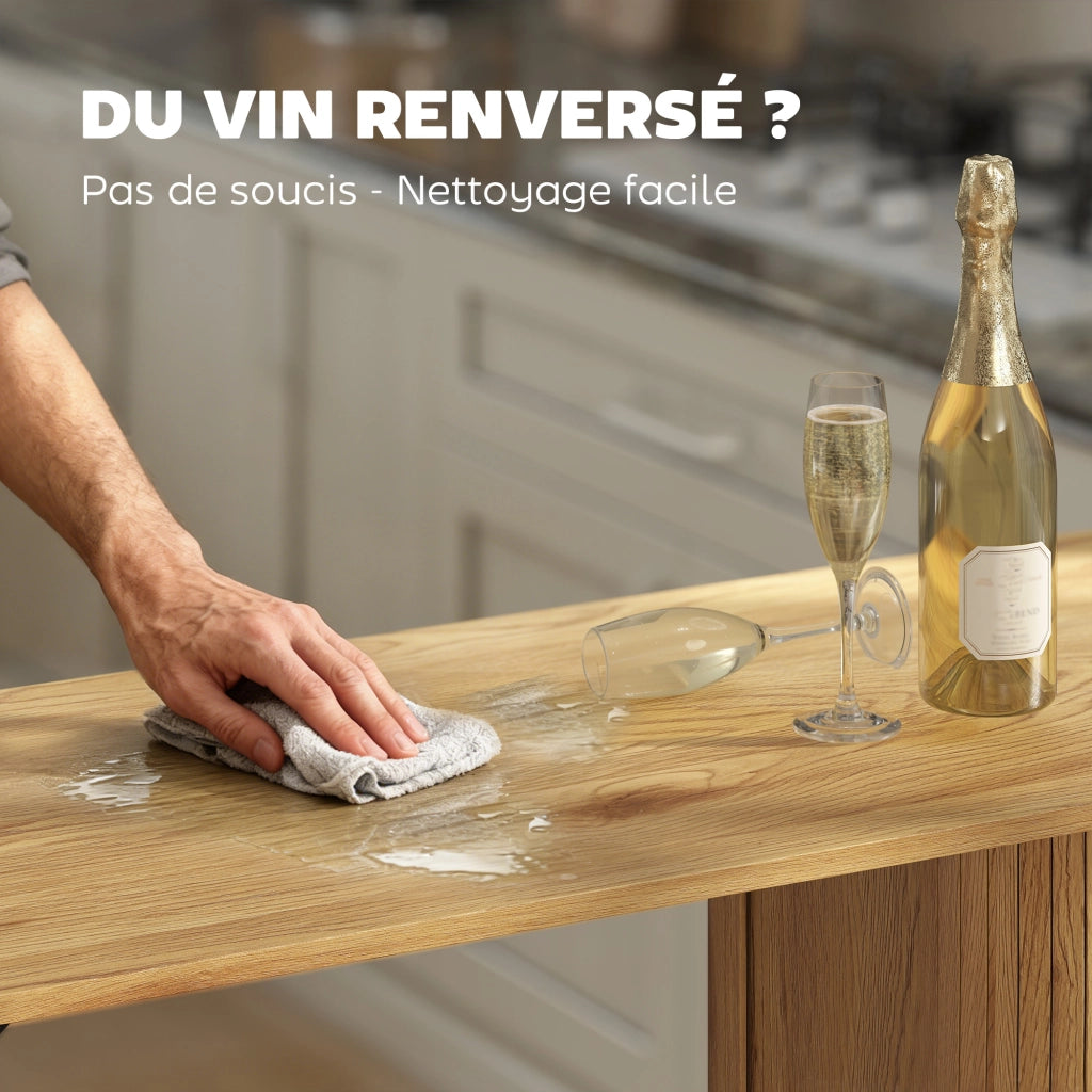 Tavolo da Bar con 3 Ripiani ¨C Zephmum ¨C Legno Naturale 112x50x106cm