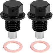 Set di due olio aftap plug magnetici in lega di alluminio con pacchetti inclusi, neri, sostituzione per vecchi plug con viti di scarico
