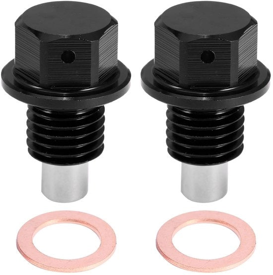 Set di due olio aftap plug magnetici in lega di alluminio con pacchetti inclusi, neri, sostituzione per vecchi plug con viti di scarico