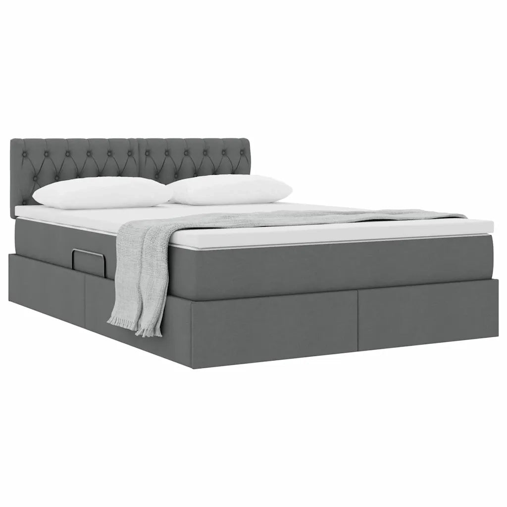 Letto con contenitore e materasso Grigio scuro 140 x 190 cm 3370570