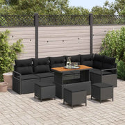 Set Divano da Giardino con cuscino 10 pcs Nero 3364499