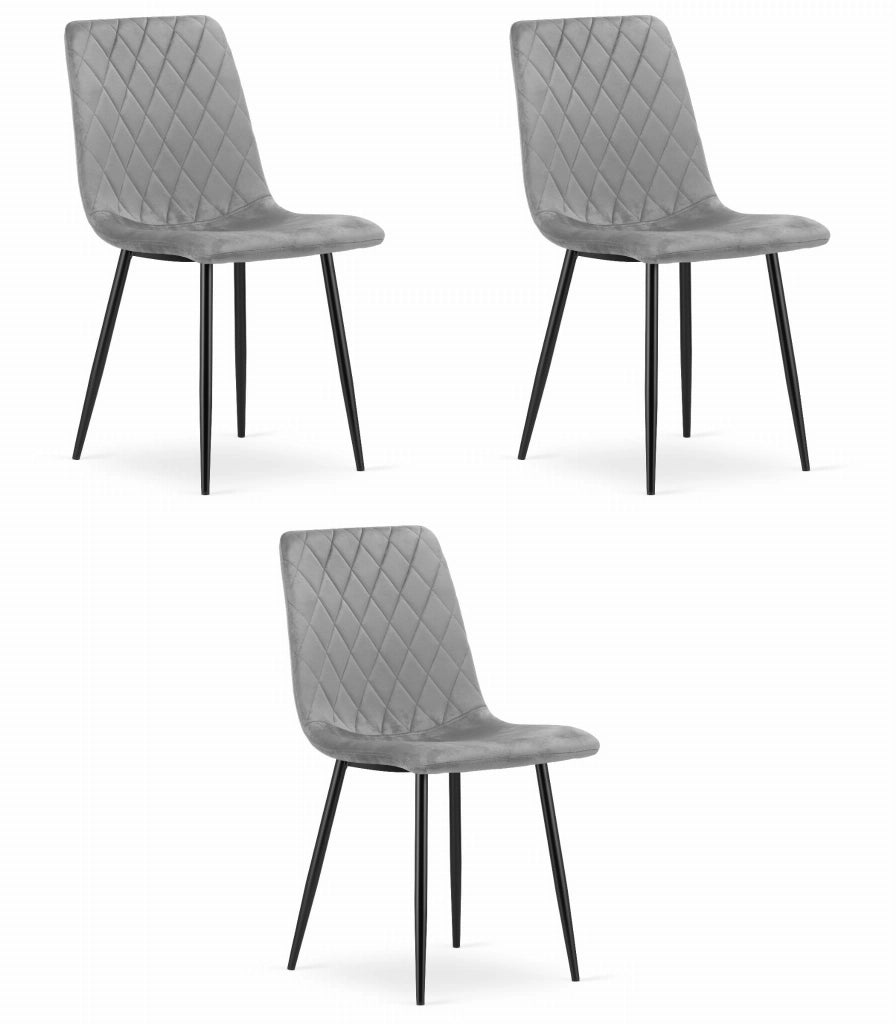 Sedia Valora TURIN in velluto grigio chiaro, design ergonomico x3