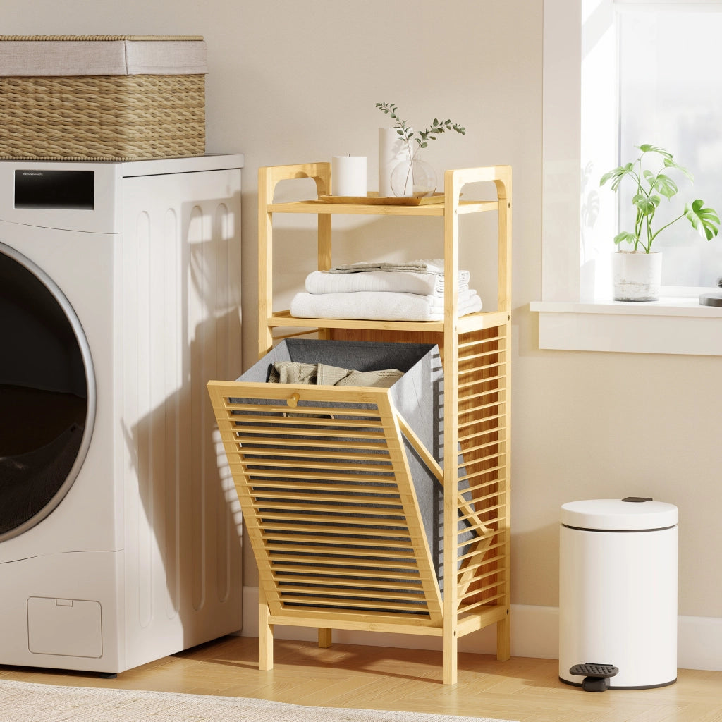 Mobile da bagno in bamb¨´ ¨C zephmum ¨C 40x30x95cm effetto legno naturale