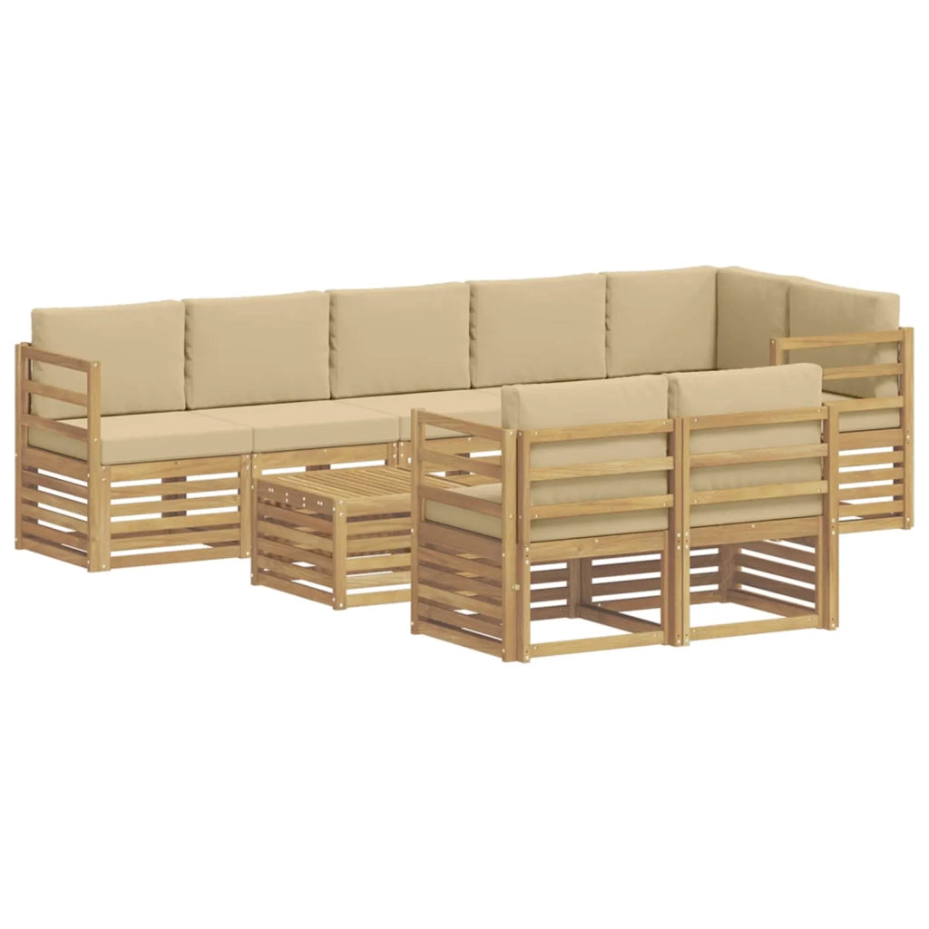 Set di divani da esterno 9 pcs Bianco e Beige 59 x 59 x 37 cm 3392058