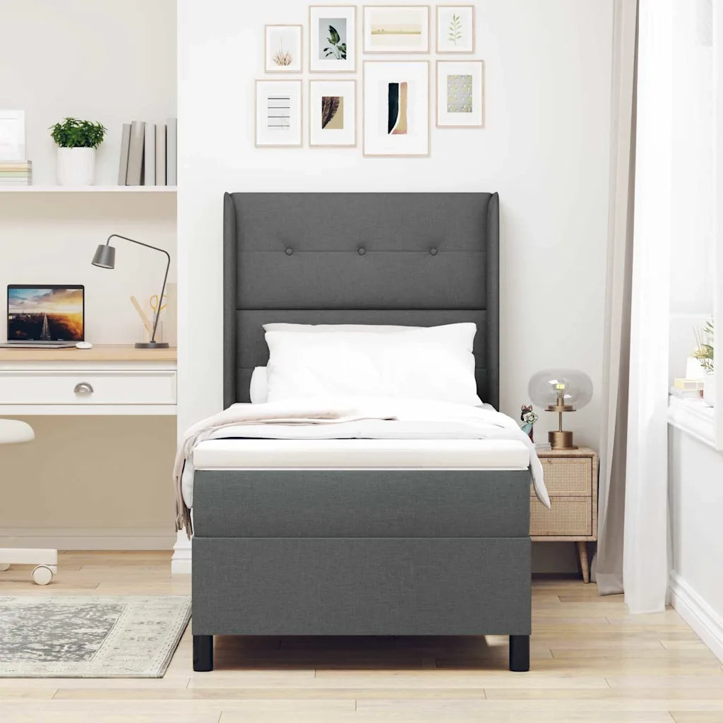 Letto a Sorgente LED Grigio scuro 100 x 200 cm Tessuto 3343491