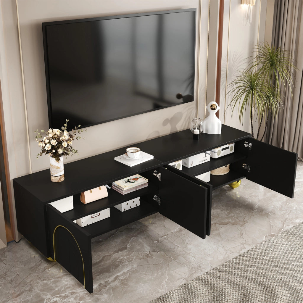 Cassettiera TV nera in truciolato; lunghezza 170 cm