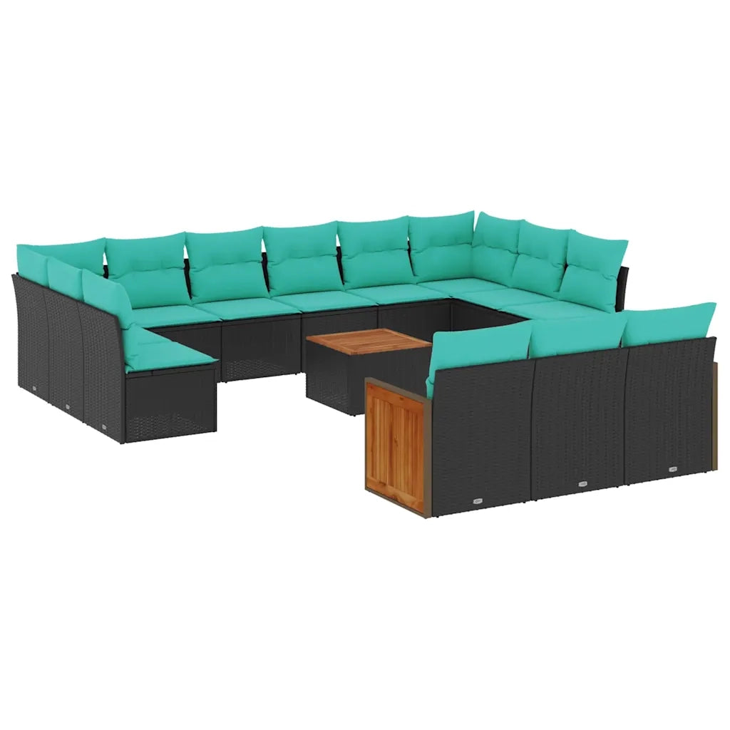 Set Divani da Giardino 12 pz con Cuscini Nero in Polyrattan 3228150