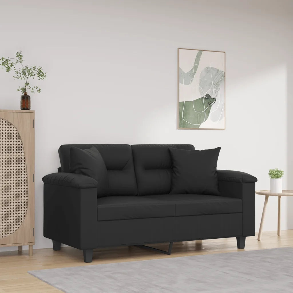 Divano a 2 Posti con Cuscini-Sofa 2 Posti con Cuscini Nero 120 cm in Similpelle 649286