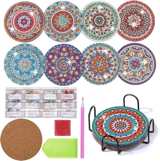 Set di 8 piedini con supporto - riutilizzabile - 8 pezzi - varietà di colori - stile DIY mandala