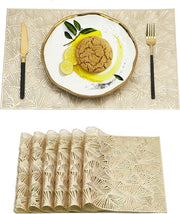 Set di 6 piatti per tavola in PVC, antiscivolo, resistente al calore, 45 x 30 cm, foglie di ginkgo in jacquard, disegno per ristoranti, cucina, tavola da pranzo