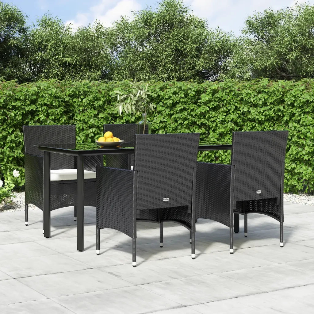 Set da Pranzo da Giardino 5 pz con Cuscini Nero 3156600