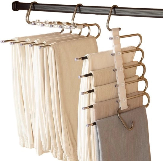 Cassetti per abbigliamento spazienti - 3 pezzi - Antiscivolo - Nero - 5 livelli - Acciaio inossidabile - Ganci fissi - Cestelli per abbigliamento