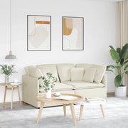 Divano Modulare con Cuscini in Velluto Crema 3321256