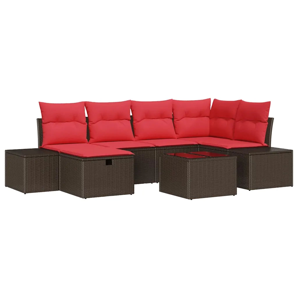 Set Divano da Giardino con cuscino 7 pcs Marrone polyrattan 3359393