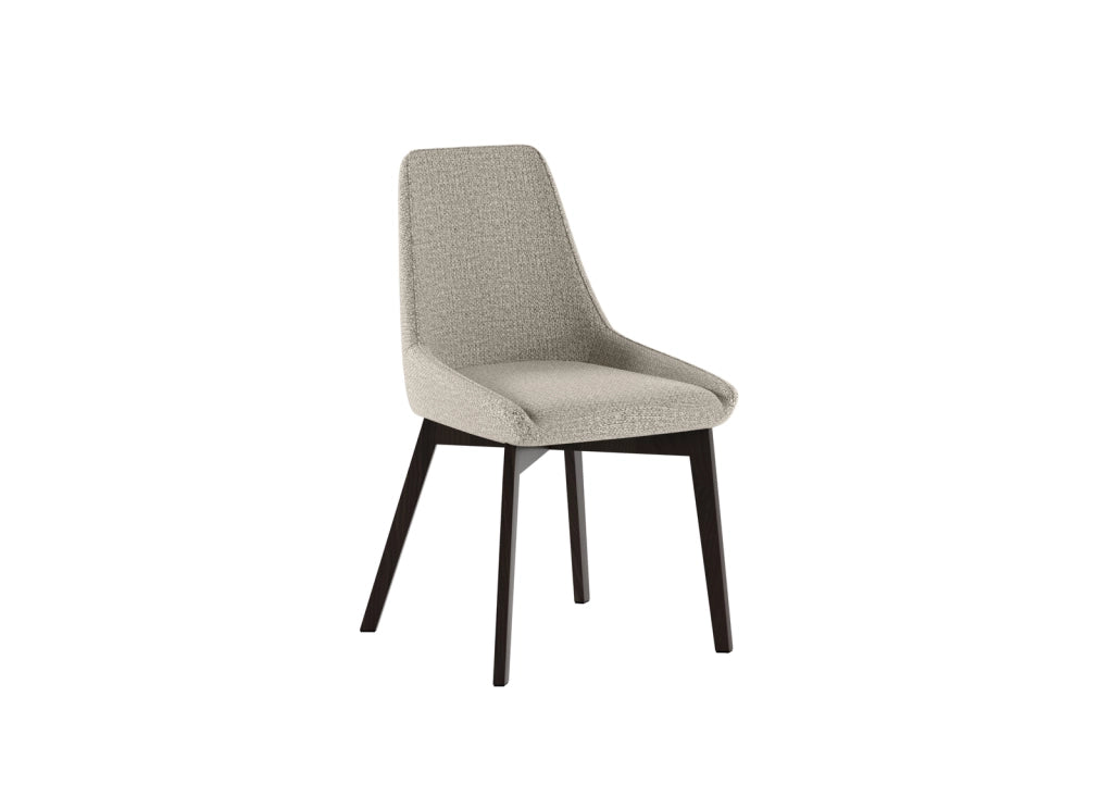 Sedia Vera da pranzo con seduta e schienale in tessuto beige e struttura in legno massello di noce - Design classico contemporaneo
