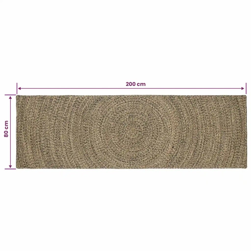 Tappeto Naturale e Nero 80 x 200 cm Juta 42010619