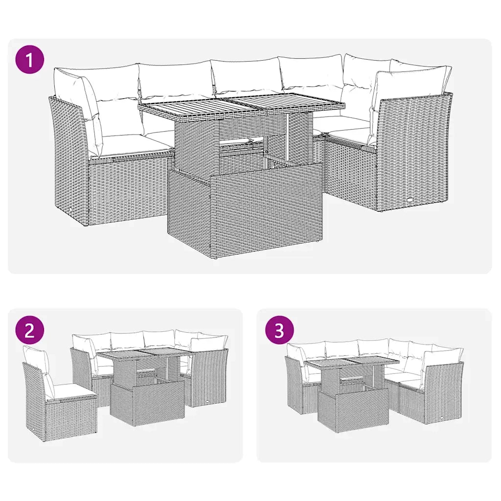 Set Divano da Giardino 6 pz con Cuscini Nero in Polyrattan 3326925