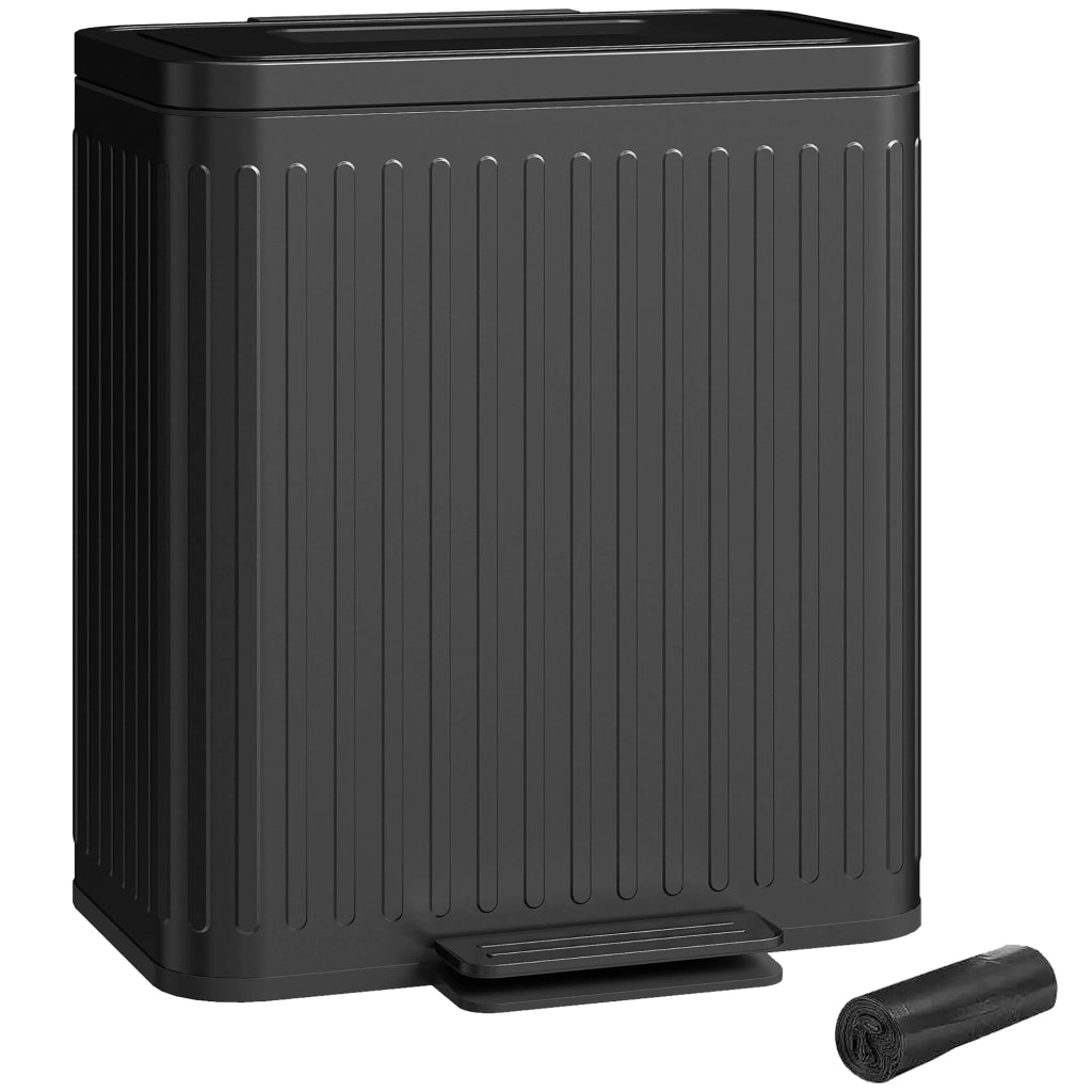 Cestino per la raccolta differenziata ¨C zephmum ¨C 2x20L, pedale, plastica e metallo, nero