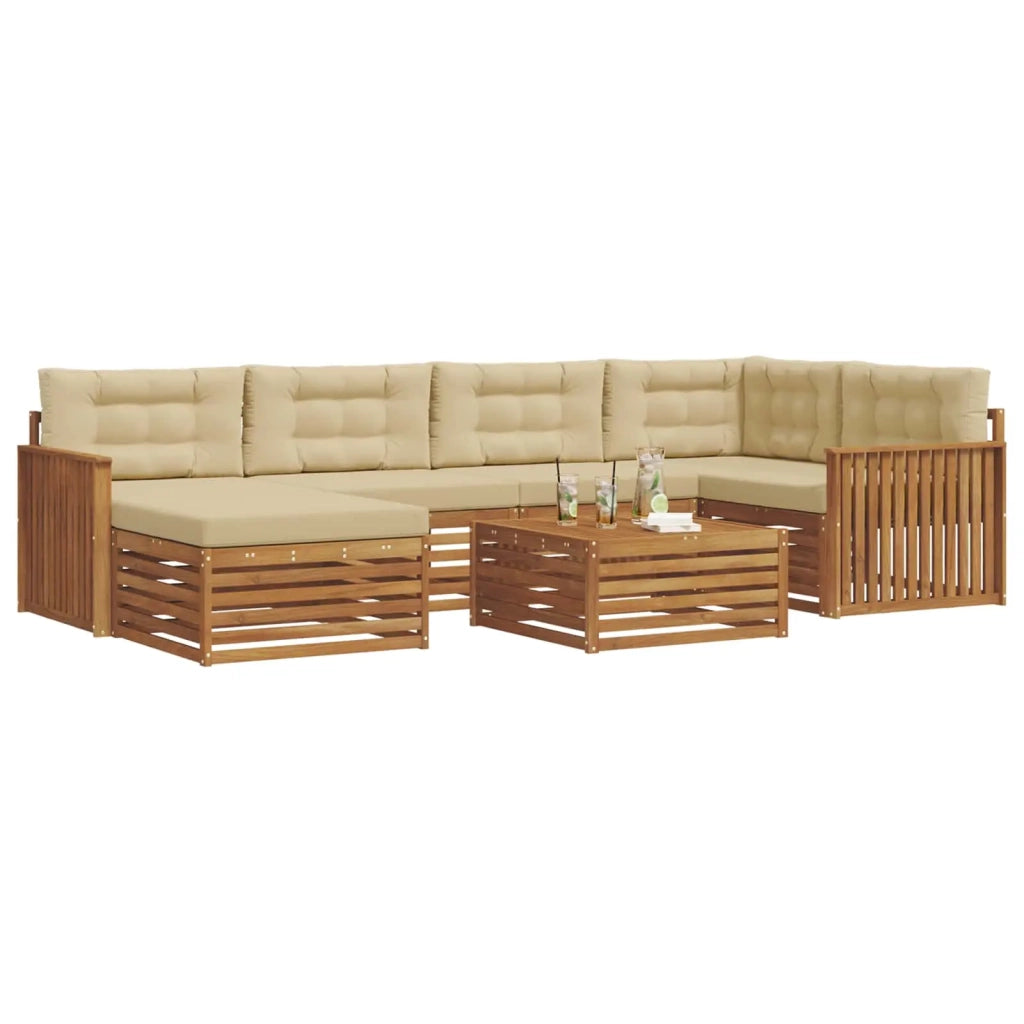 Set di divani da esterno con cuscino 7 pcs Naturale e Beige 3373778