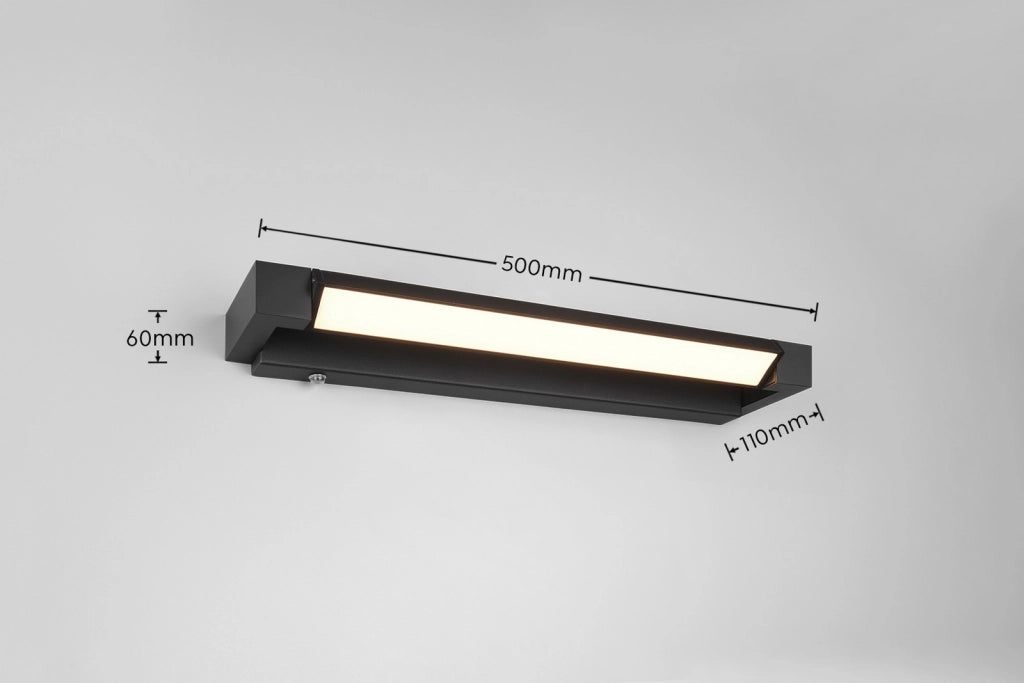 Applique bagno specchio nera opaca 50cm LED 9W Trio