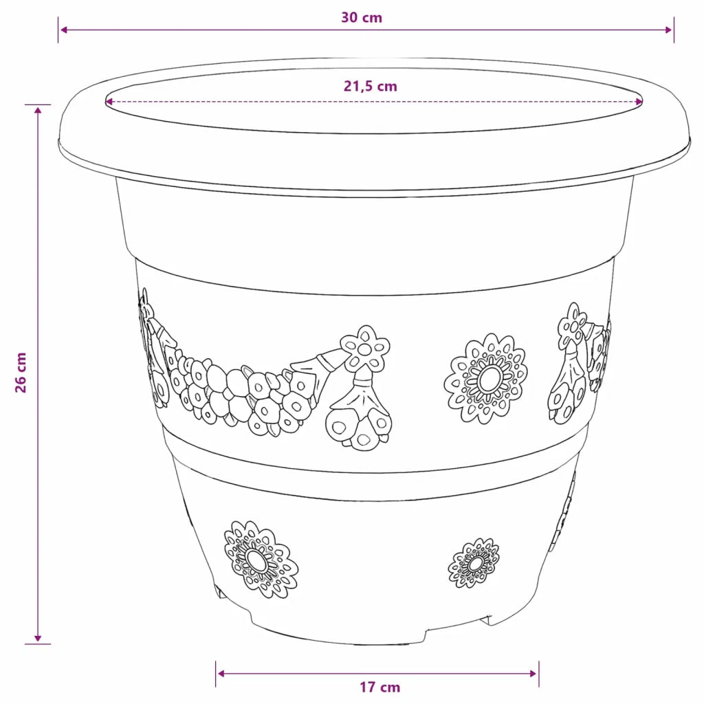 Fioriere | Cassetta per fiori | Vaso Rotondo per Fiori 24 pz Rosso Mattone ? 30 x 25 cm