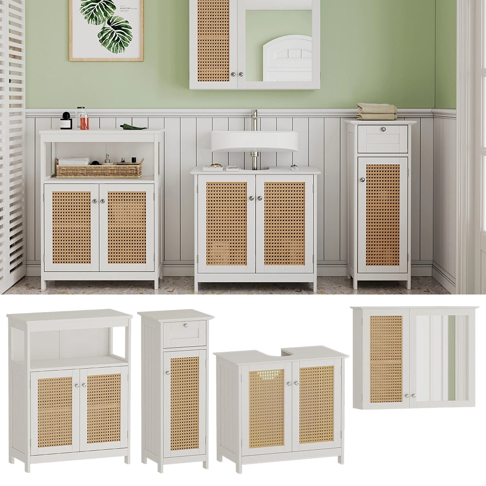 Vicco Set di mobili da bagno Bianco 4 pezzi, con armadio midi