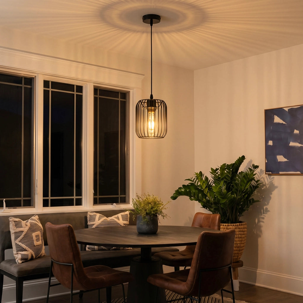ZMH Lampada a sospensione vintage in vetro nero E27 industriale 1 luce per soggiorno lampadina non inclusa