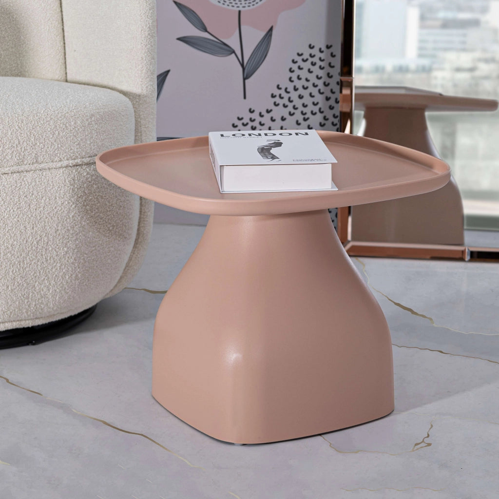 Inhamb, Tavolino da Salotto Adatto per Indoor/outdoor Angoli Arrotondati, 48x48x38h cm Rosa