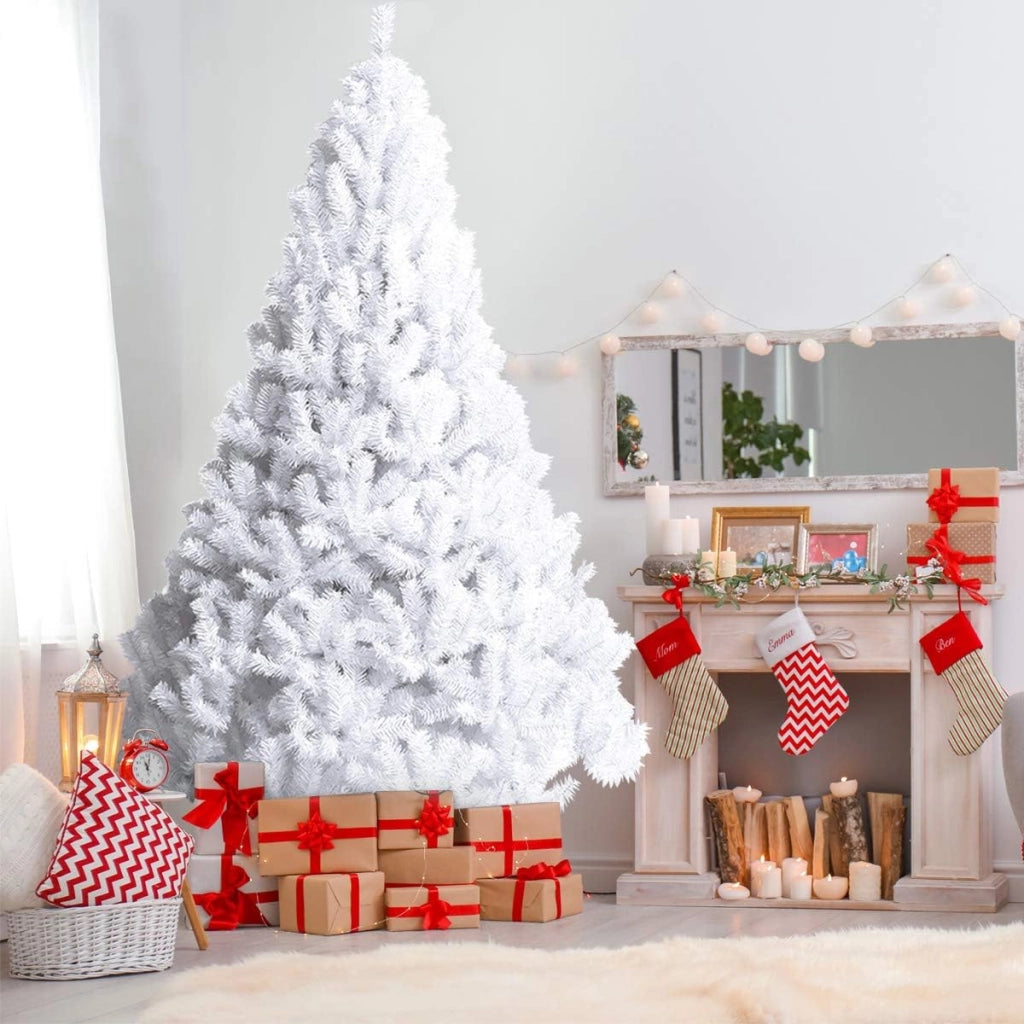 Albero di Natale 210 cm, Albero di Natale Bianco con 950 Rami in PVC e Supporto in Metallo, Albero di Natale Artificiale per Casa, Ufficio e Negozio (210 cm)