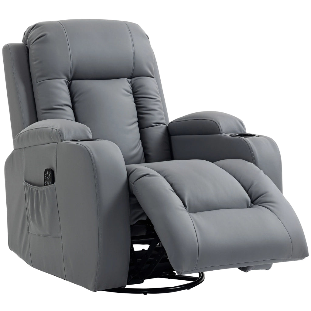 Poltrona relax massaggiante elettrica reclinabile con funzione dondolo e riscaldamento ¨C Xylo ¨C grigio chiaro