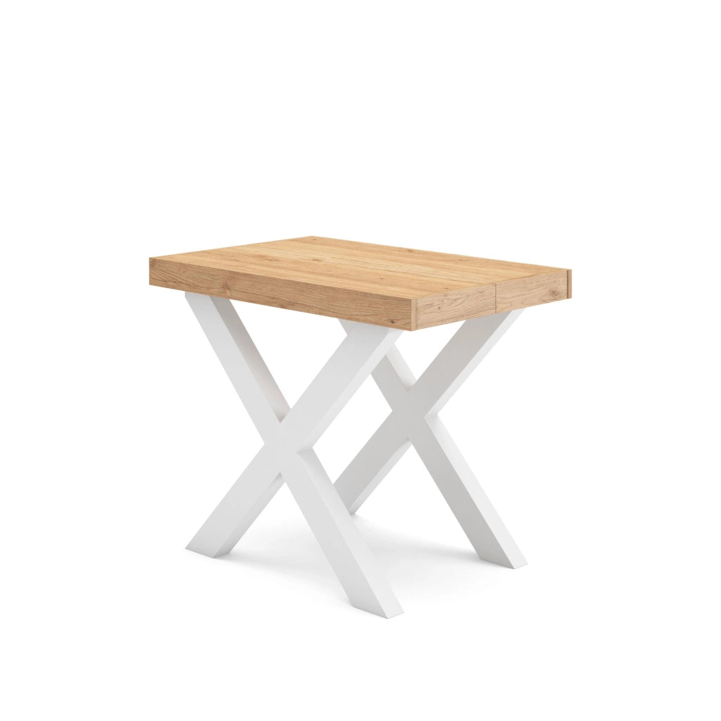 Consolle allungabile, 58 fino 180x90x73cm, Per 8 persone, Gambe in legno, colore Rovere RF2765