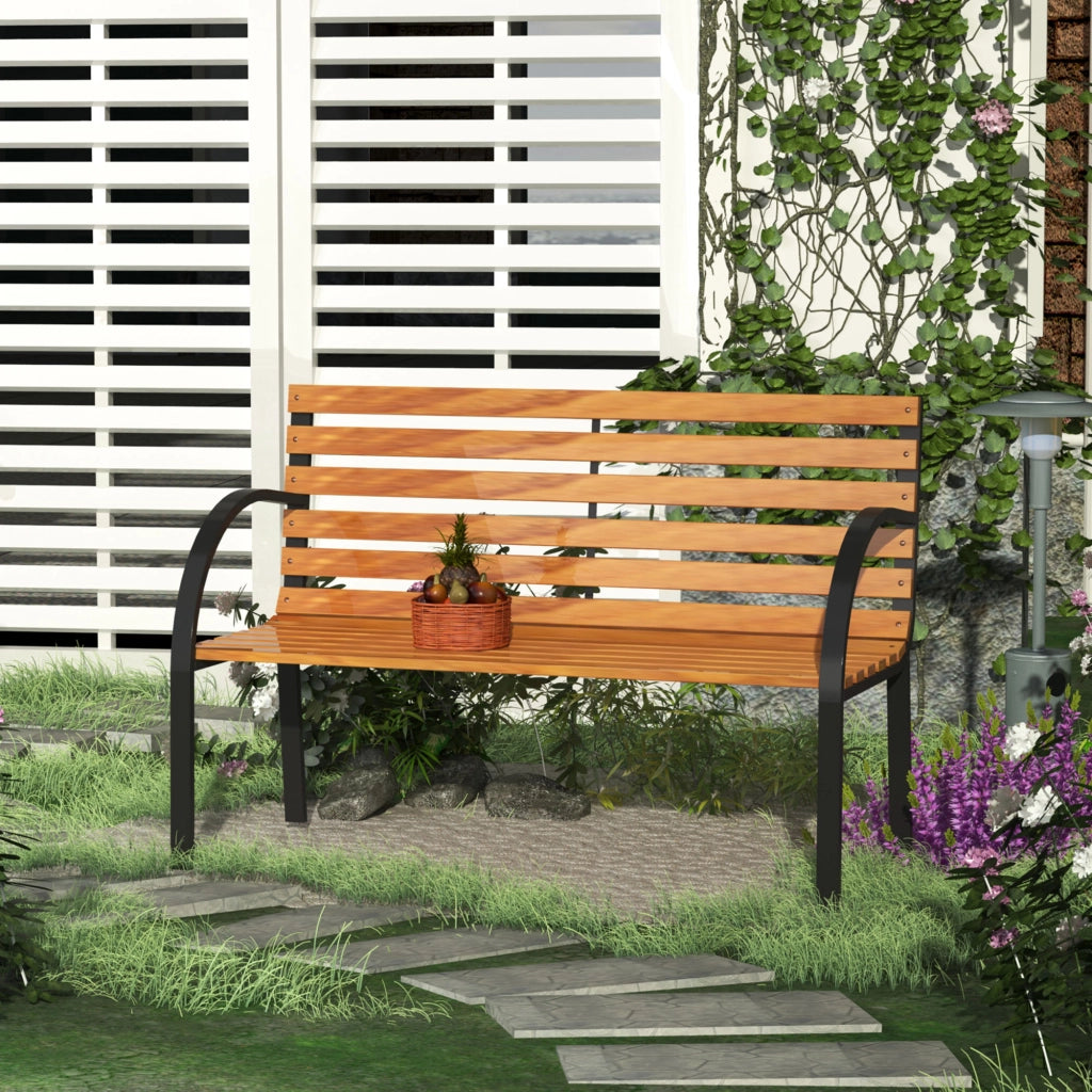 Panchina da giardino 2 posti ¨C Xylo ¨C legno naturale e acciaio nero