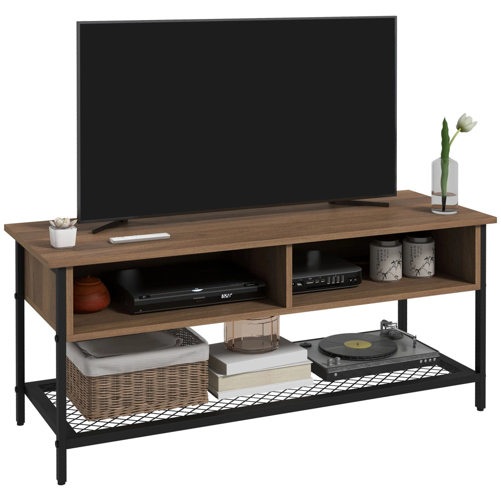 Mobile TV Stile Industriale ¨C Xylo ¨C Legno e Acciaio Marrone Nero 110x40x48cm fino 48 Pollici