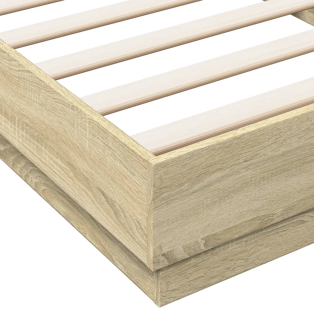 Letto singolo | Letto per adulti | Giroletto senza Materasso Rovere Sonoma 100x200cm in Truciolato