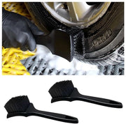 Set di pulizia cerchi 2 in 1, manubrio antiscivolo, spazzola cerchi, spazzola pneumatici, spazzola per pneumatici auto, spazzola per cerchi motori (nero)