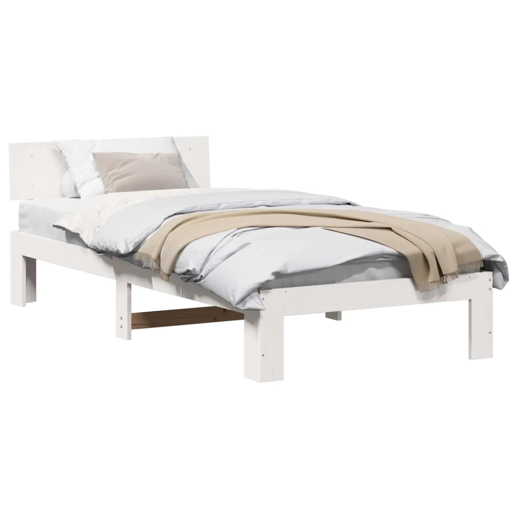 Struttura del letto-Giroletto-Rete del Letto Bianco 90 x 200 cm Pino massello 758007