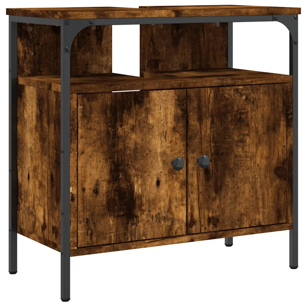 Mobile Lavabo Bagno-Armadietto da bagno Rovere Fumo 60x30x60 cm Legno Multistrato 708170