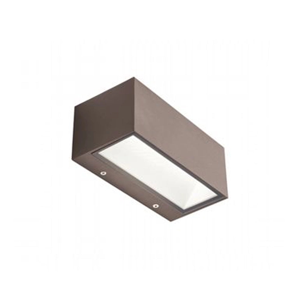 Applique Da Esterno Contemporanea Box Alluminio E Vetro Caffè Led 12W 4000K