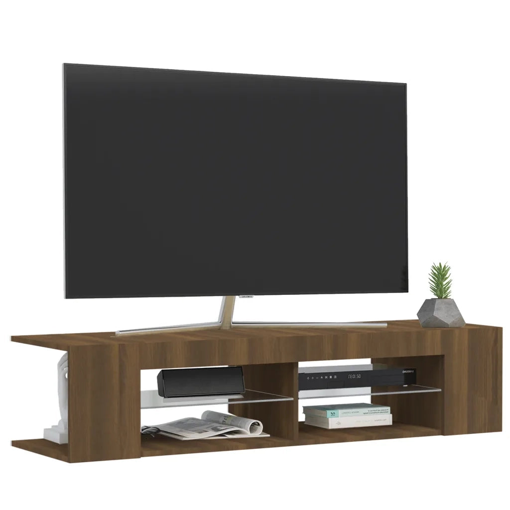 Mobile TV | Armadietto TV | Mobile Porta TV con Luci LED Rovere Marrone 135x39x30 cm