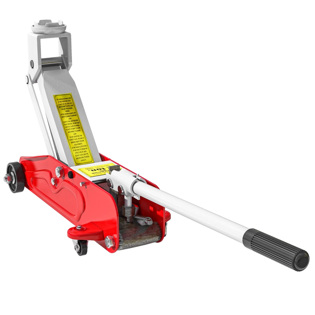 Cricco Idraulico 2 Tonnellate ¨C zephmum ¨C Rosso e Giallo, Altezza Regolabile 12-30 cm, 4 Ruote