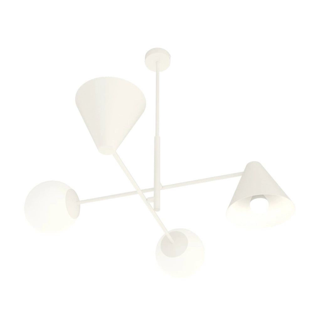 Lampadario Emibig HERMES bianco 4 luci E14 coni vetro