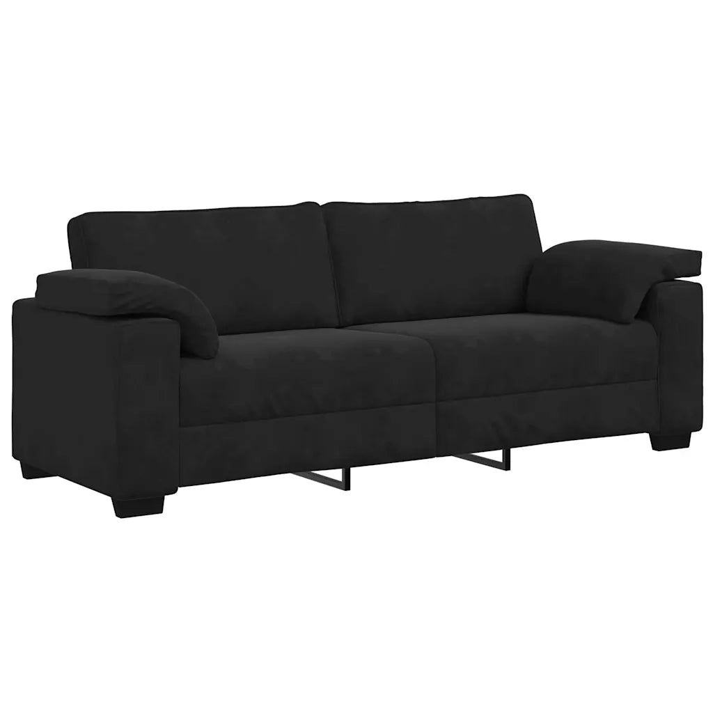 Divano a 3 Posti-Sofa 3 Posti Nero 178 cm in Velluto