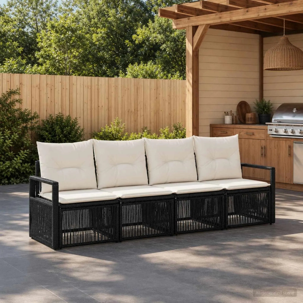 Set Divano da Giardino 4 pz Nero polyrattan 3435634