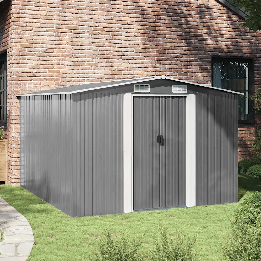 Casetta da Giardino 257x298x178 cm in Metallo Grigio 143341