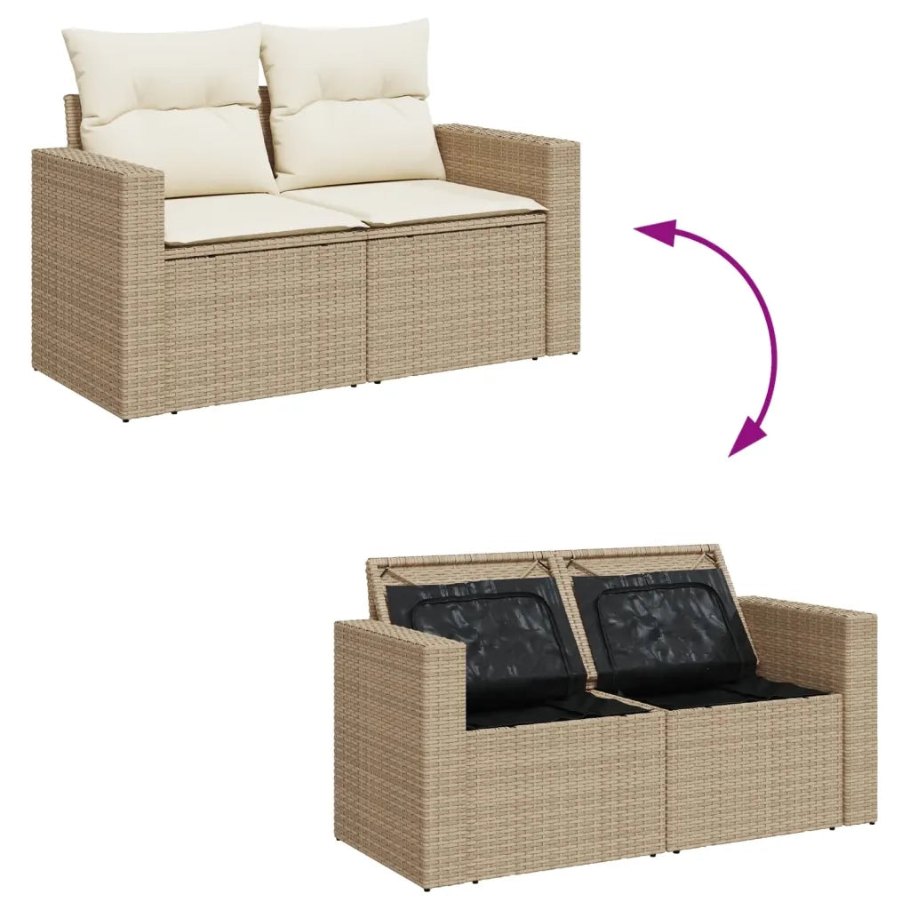 Set Divano da Giardino 6 pz con Cuscini Beige in Polyrattan 3256457