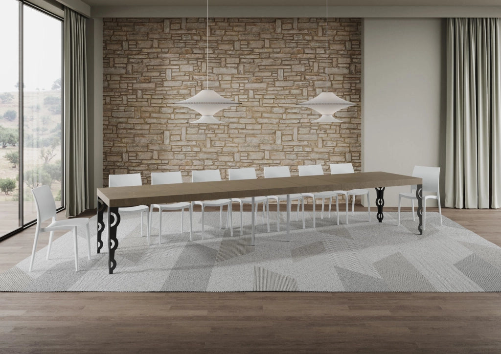 Tavolo allungabile 160/420x90 cm Karamay Premium tortora gambe antracite