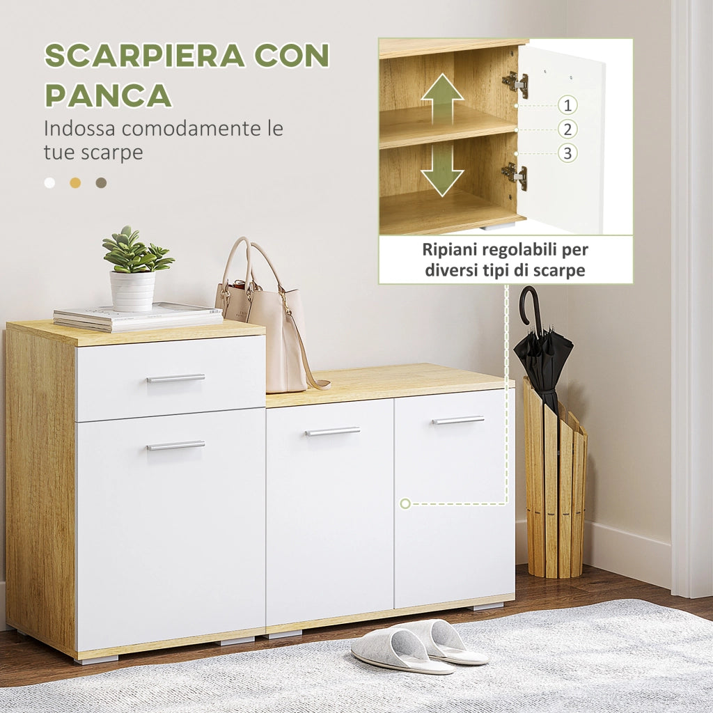 Set Ingresso 3 in 1 con Appendiabiti, Specchio e Scarpiera con Panca ¨C zephmum ¨C Legno