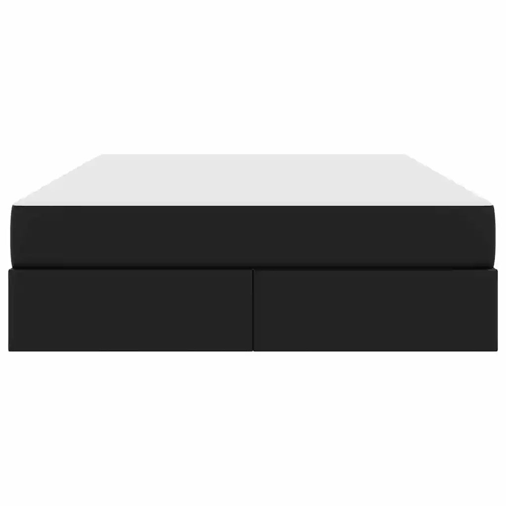 Letto con contenitore e materasso 2 pcs Nero Pelle