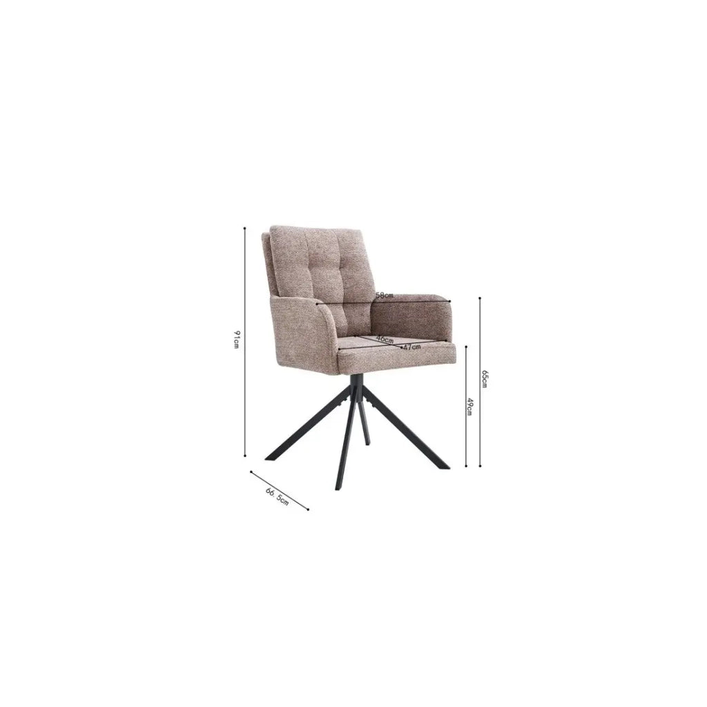 Sedia girevole PLUMO – Tessuto sabbia – L50 x H85 x P62 cm