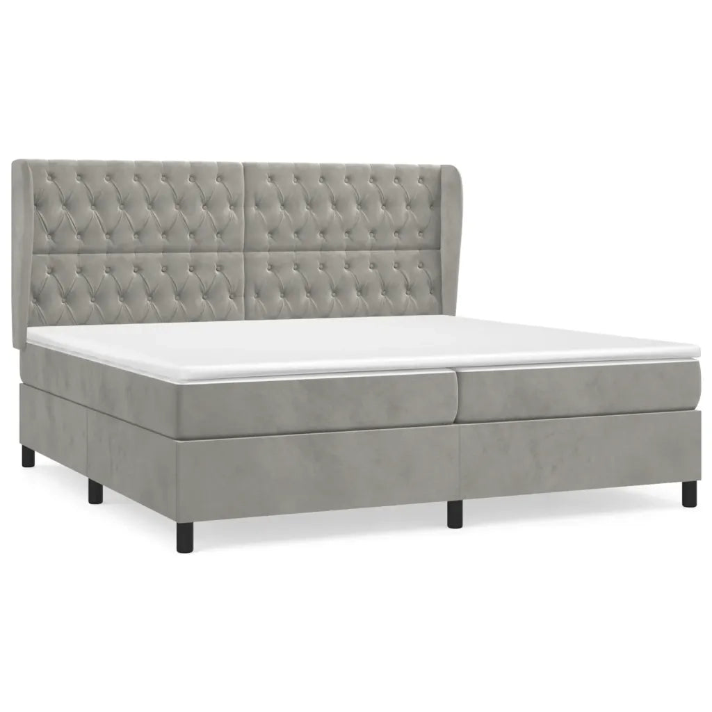 Giroletto a Molle con Materasso Grigio Chiaro 200x200cm Velluto 3129411